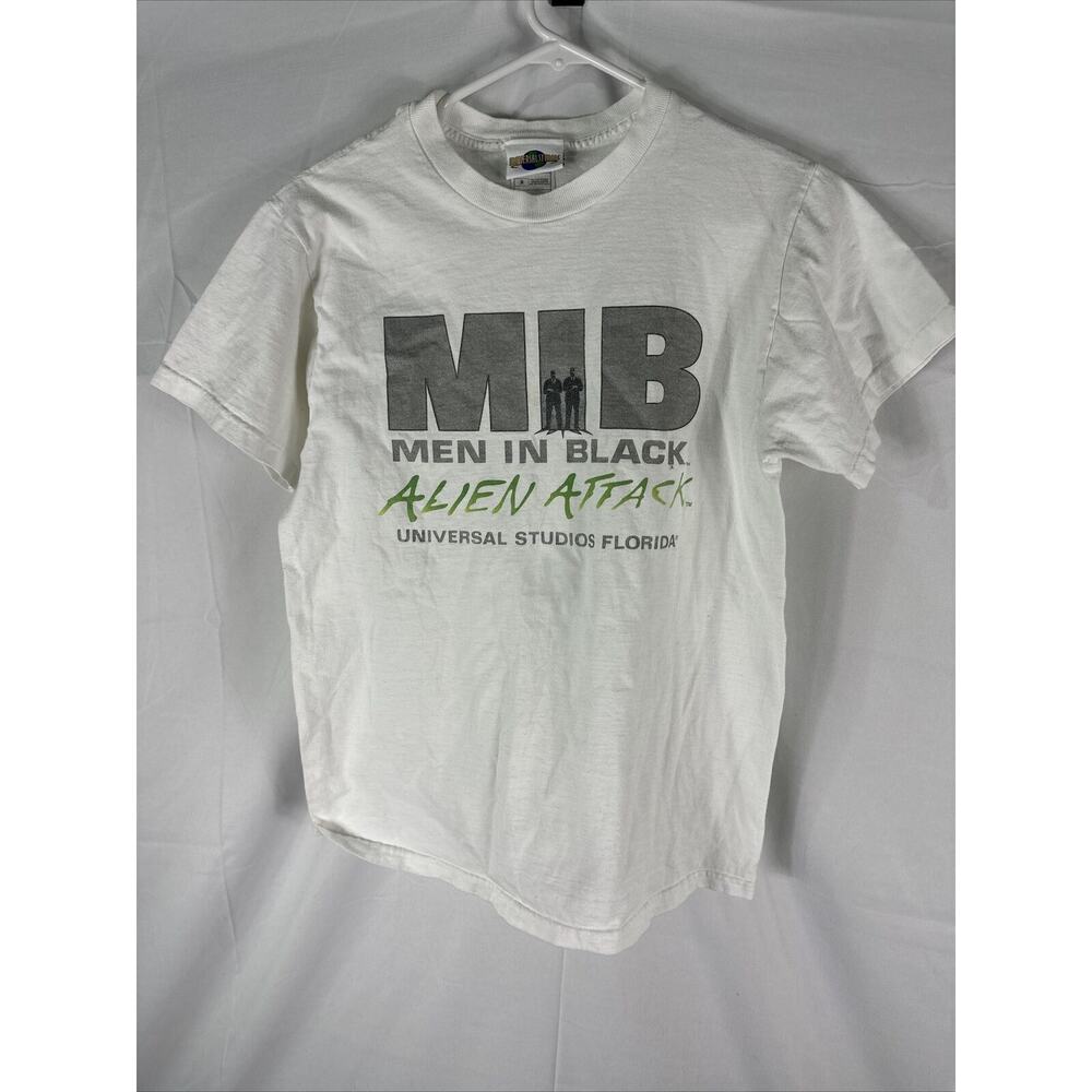 VTG Men In Black Alien Attack Universal Studios Tee Size Small Stain See Pics